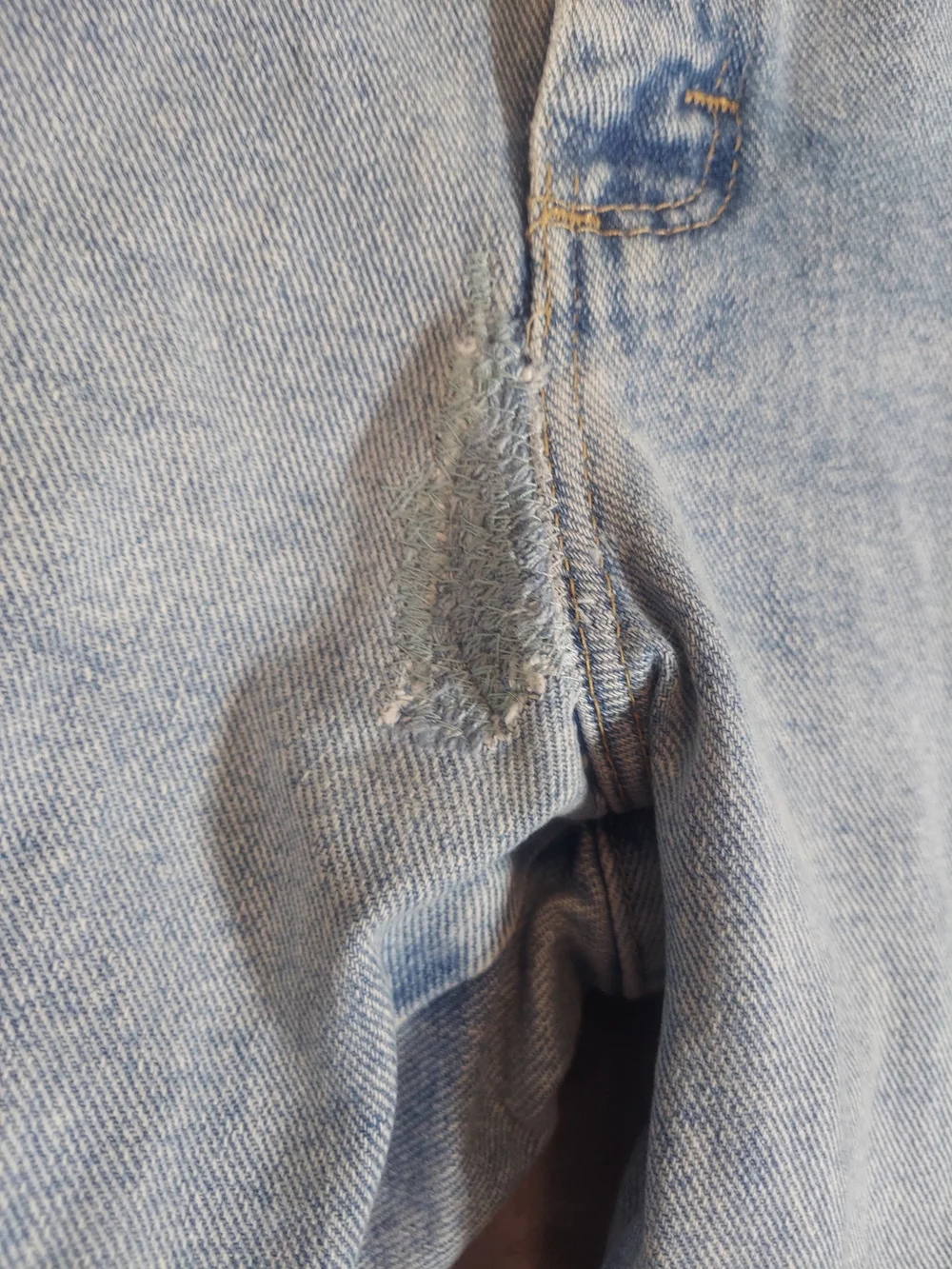 Wrangler Men's Big & Tall Jeans 48x30 Light Wash Worn-In Repaired Distressed
